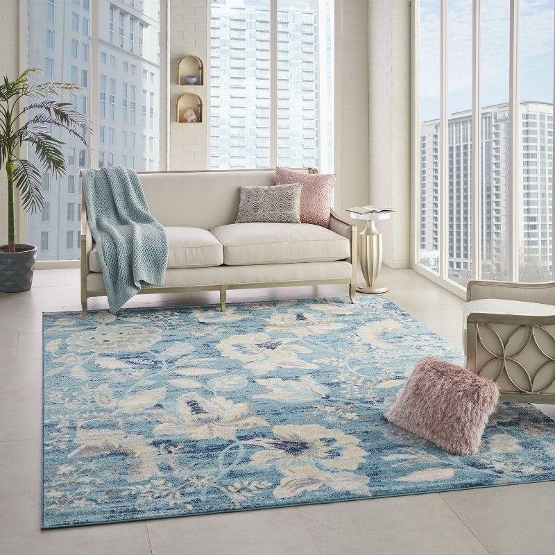 Tranquil TRA02 Ivory/Light Blue Area Rug French Country Eclectic Floral By Nourison