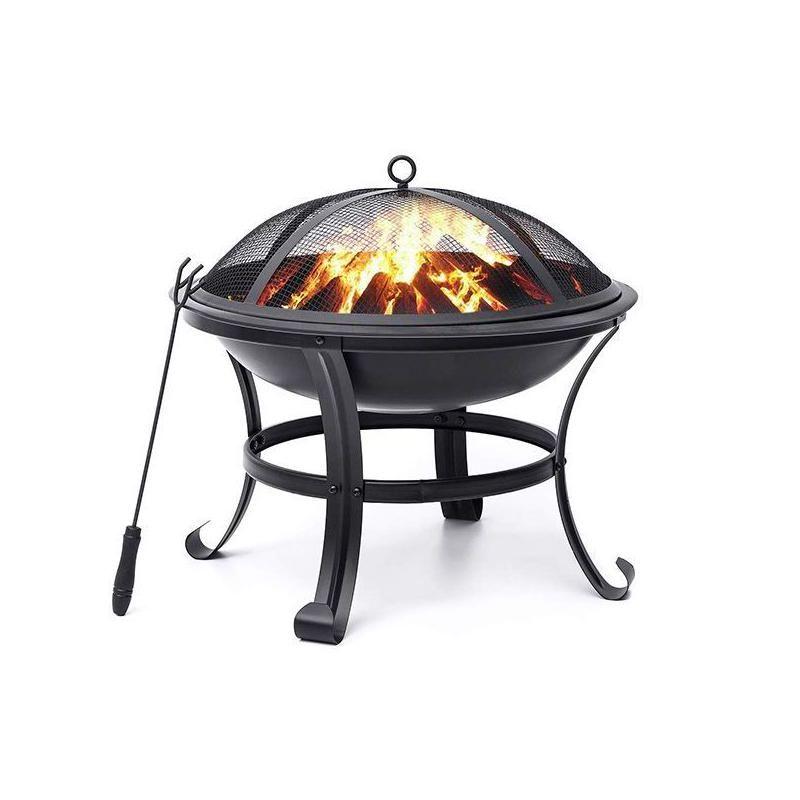 22-Inch Black Steel Free-Standing Outdoor Fire Pit