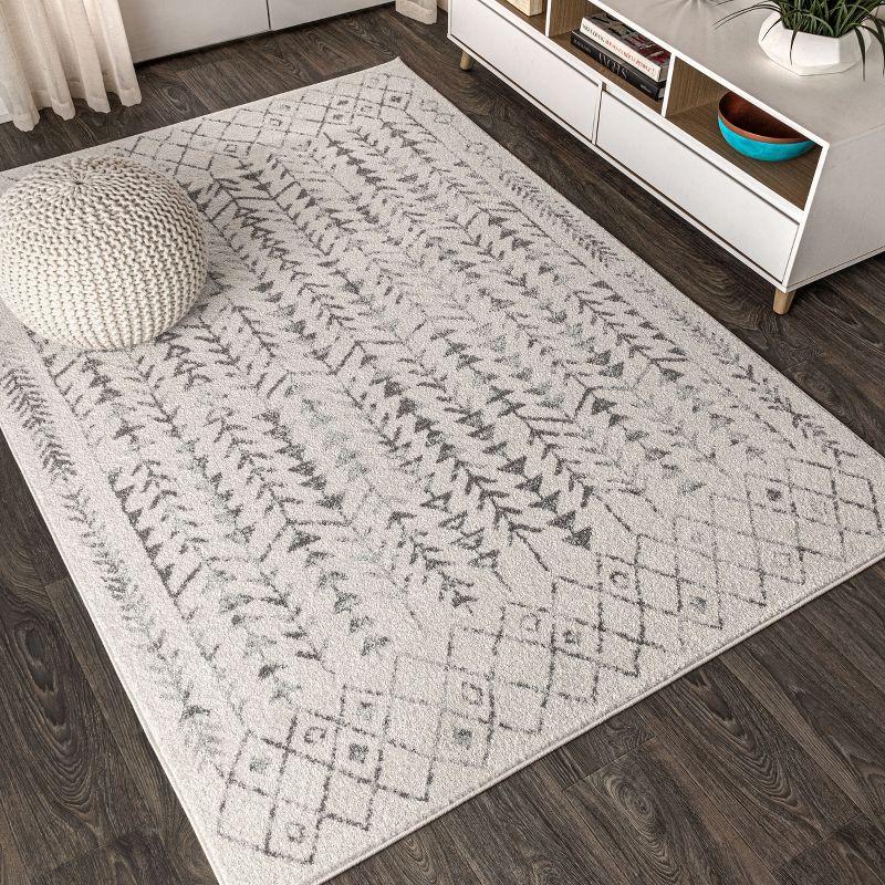 4'x6' Ziri Moroccan Geometric Area Rug, Cream/Gray - JONATHAN Y