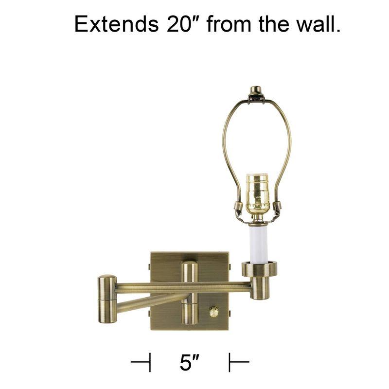 Barnes and Ivy Modern Swing Arm Wall Lamp Base Dark Antique Brass Plug-In Light Fixture for Bedroom Bedside Living Room Reading