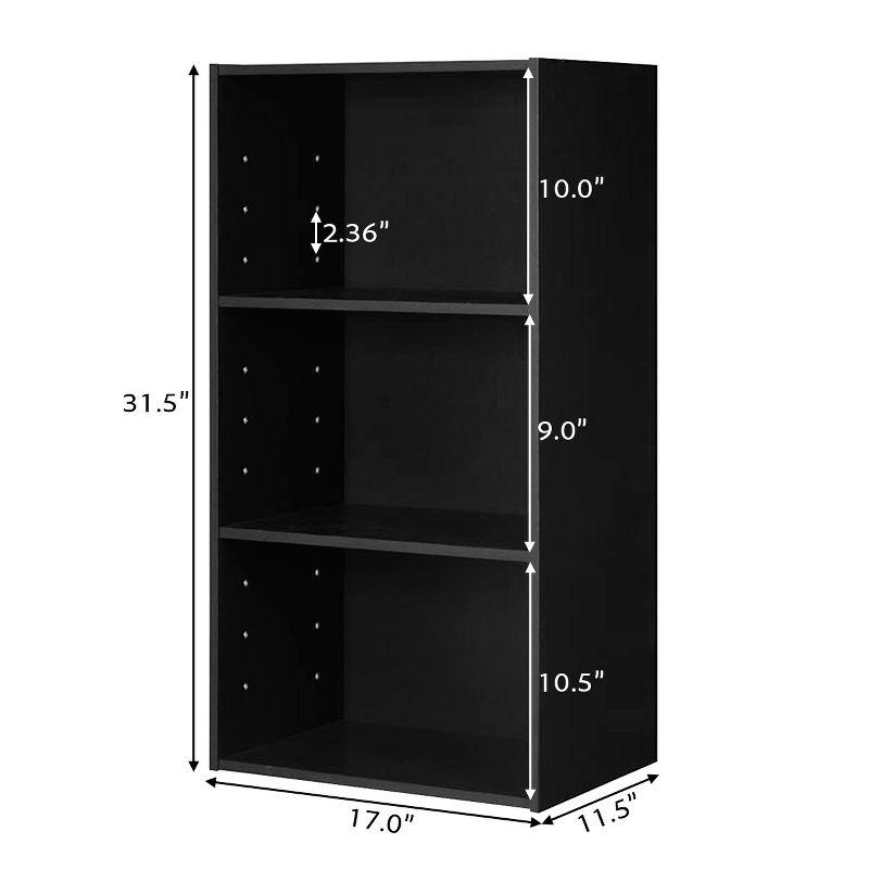 Costway 3 Open Shelf Bookcase Modern Multi-functional Storage Display Cabinet Black