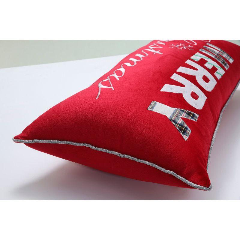 13"x25" Oversized Merry Christmas Lumbar Throw Pillow Red - Pillow Perfect