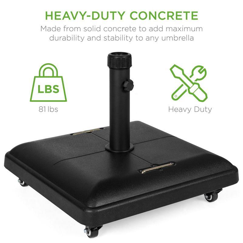 Arlmont & Co. Ristin 81 lb. Heavy Duty Concrete Rolling Patio Umbrella Base Stand with Locking Wheels