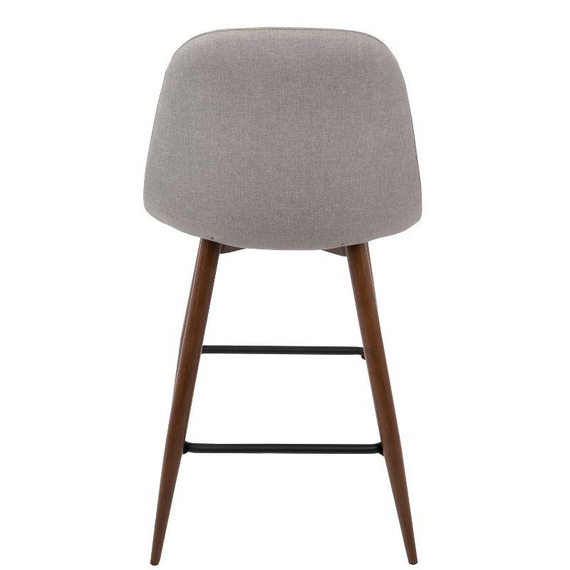 Set of 2 Pebble Mid-Century Modern Counter Height Barstools Light Gray - LumiSource: Upholstered, Metal Legs, Spot Clean