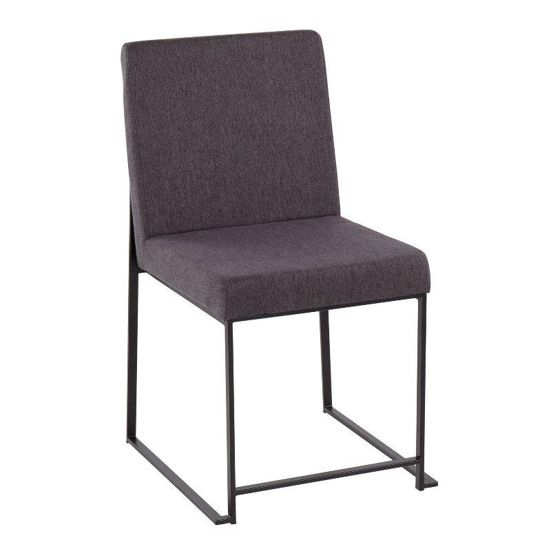 Set of 2 Highback Fuji Polyester/Steel Dining Chairs Black/Charcoal - LumiSource: Modern Kitchen & Room Seating, Foam Padded