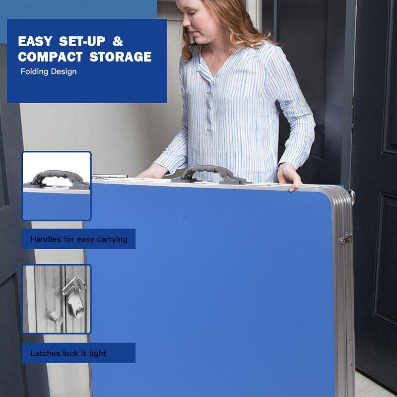 Costway 60'' Portable Table Tennis Ping Pong Folding Table with Accessories Indoor Game Blue