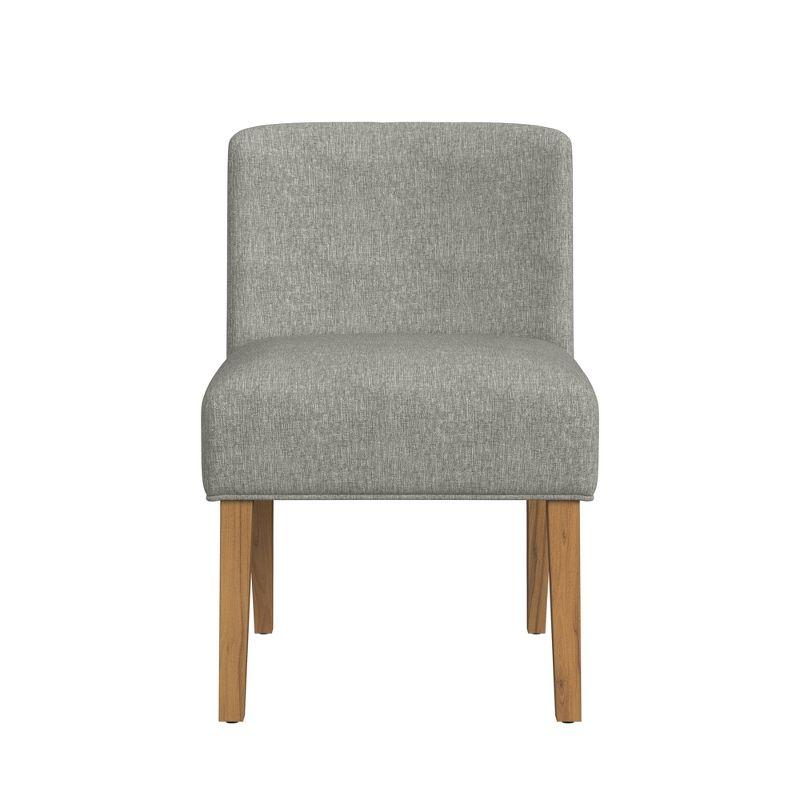 Gray Upholstered Low Back Side Chair with Wood Legs