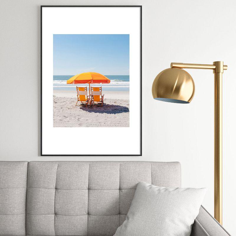 Folly Beach Orange Umbrella Framed Art Print 38x28