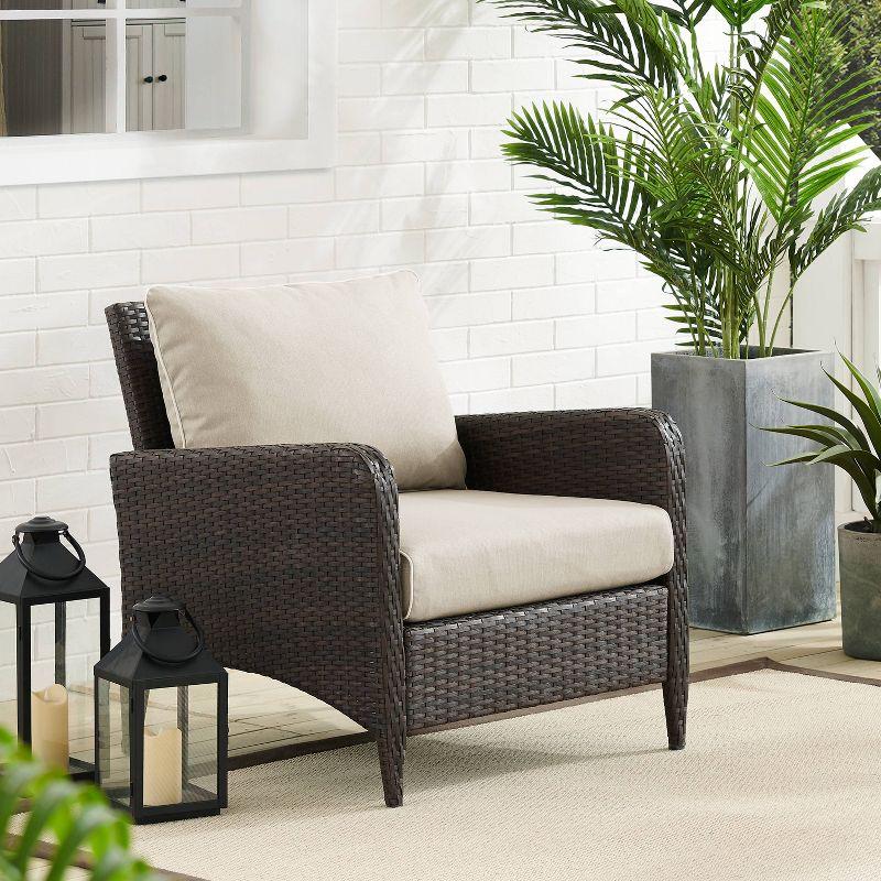 Kiawah Gray Woven Outdoor Accent Chair with Cushions