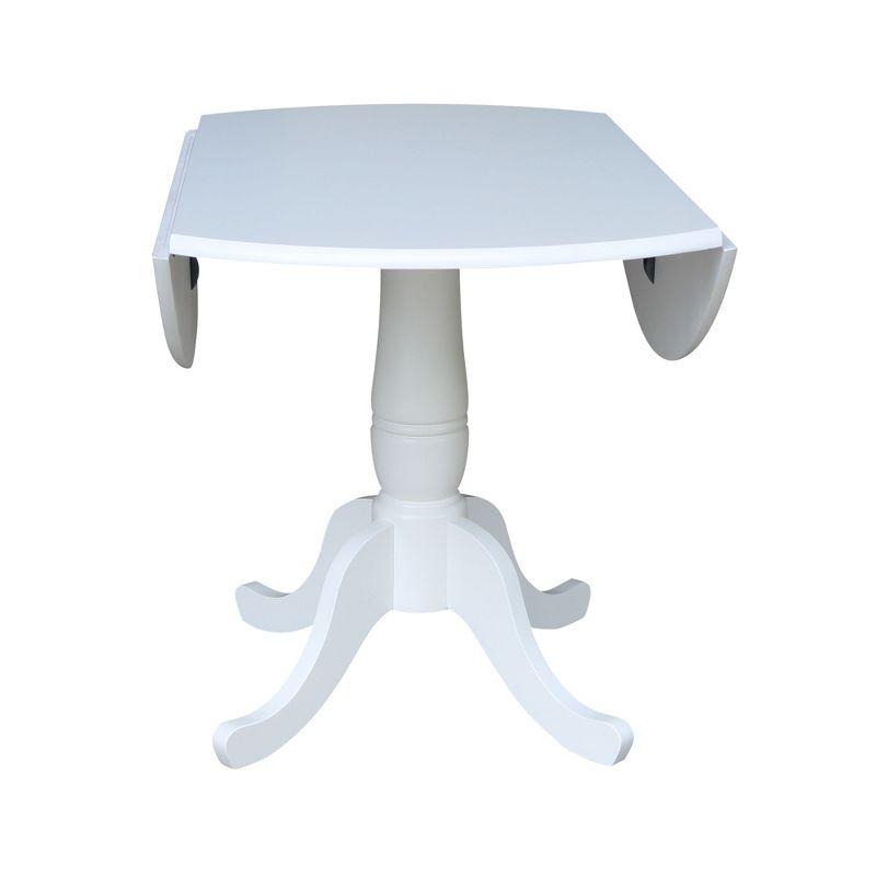 42" Patsy Round Top Dual Dining Table White - International Concepts: Drop Leaf, Seats 4