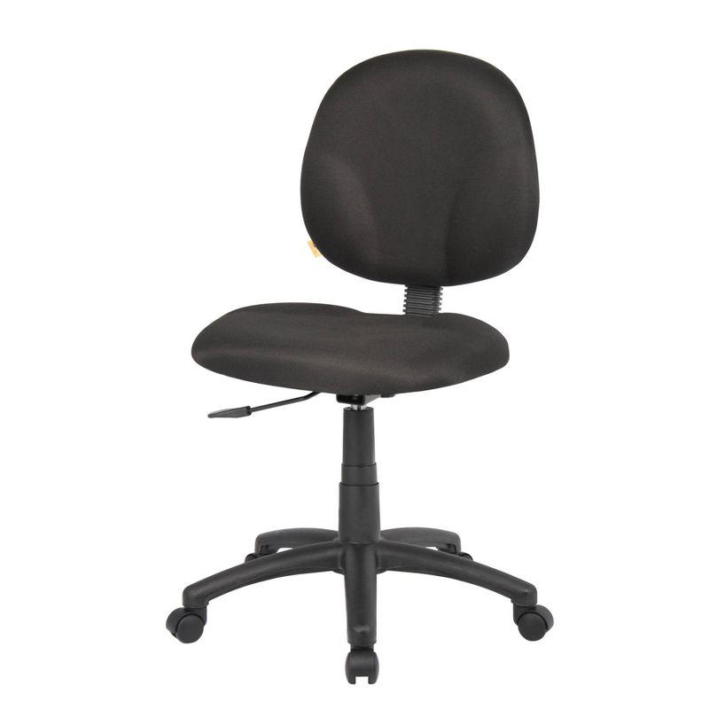 Boss Office Products Diamond Task Chair Black: Upholstered, Swivel, Adjustable Height, Metal Frame, Nylon Legs