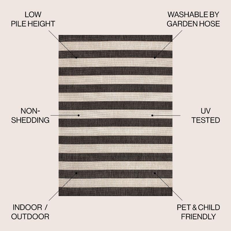 4' x 6' Negril Two-Tone Wide Stripe Indoor/Outdoor Area Rug, Black/Beige - JONATHAN Y