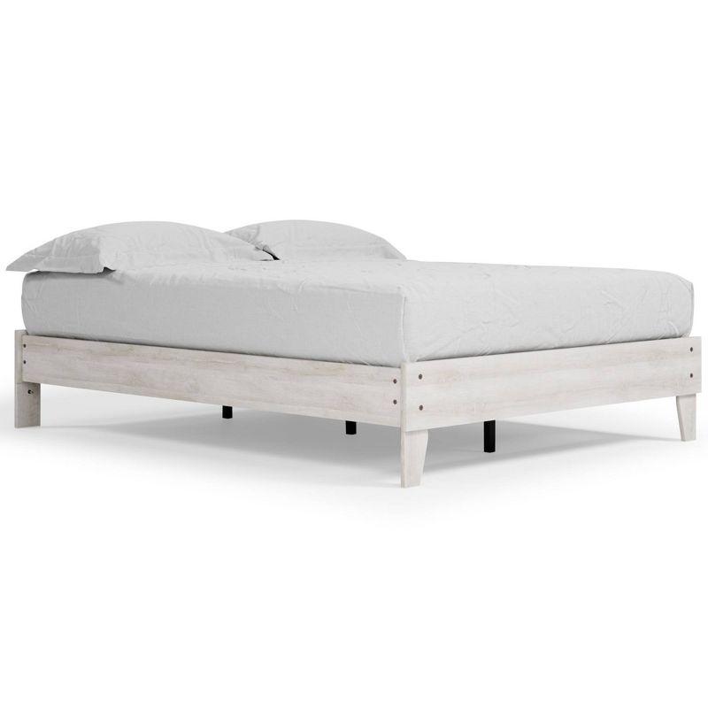 Queen Shawburn Platform Bed White/Dark Charcoal Gray - Signature Design by Ashley: Vintage Casual Style, No Box Spring Required