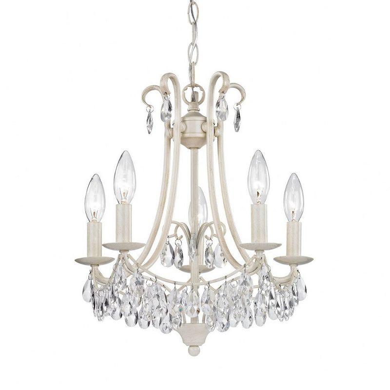 Antique Cream and Clear Crystal Mini Chandelier