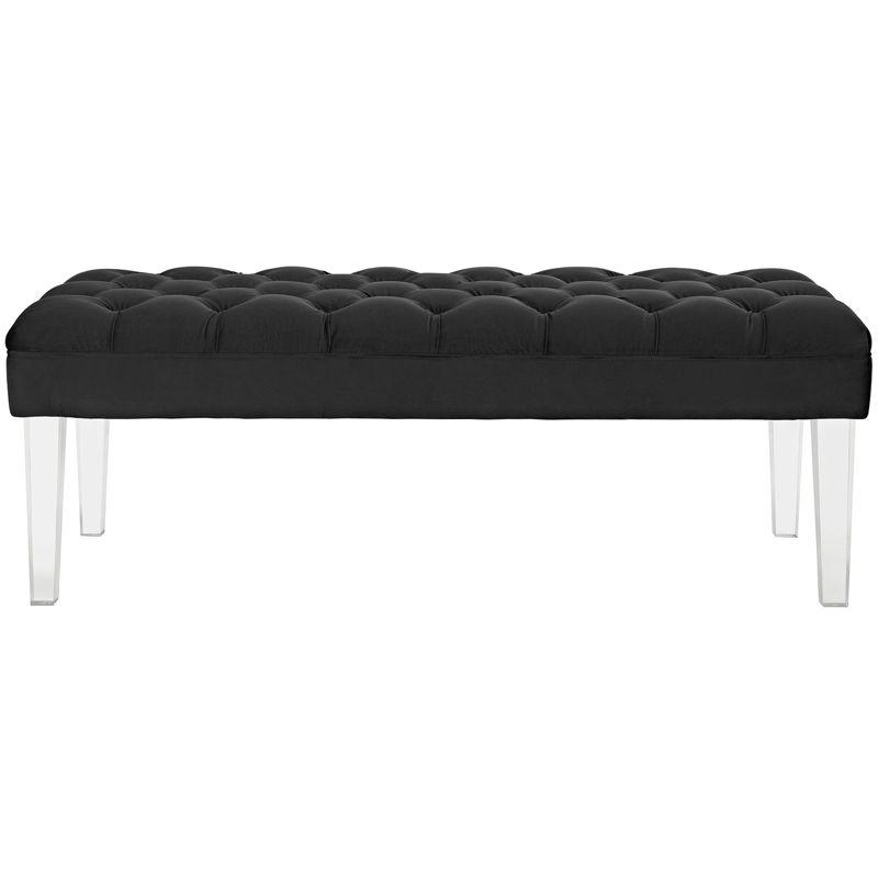 Modway Valet Velvet Bench – Tufted Upholstered Accent Bench with Acrylic Legs for Entryways, Bedrooms, or Dressing Areas