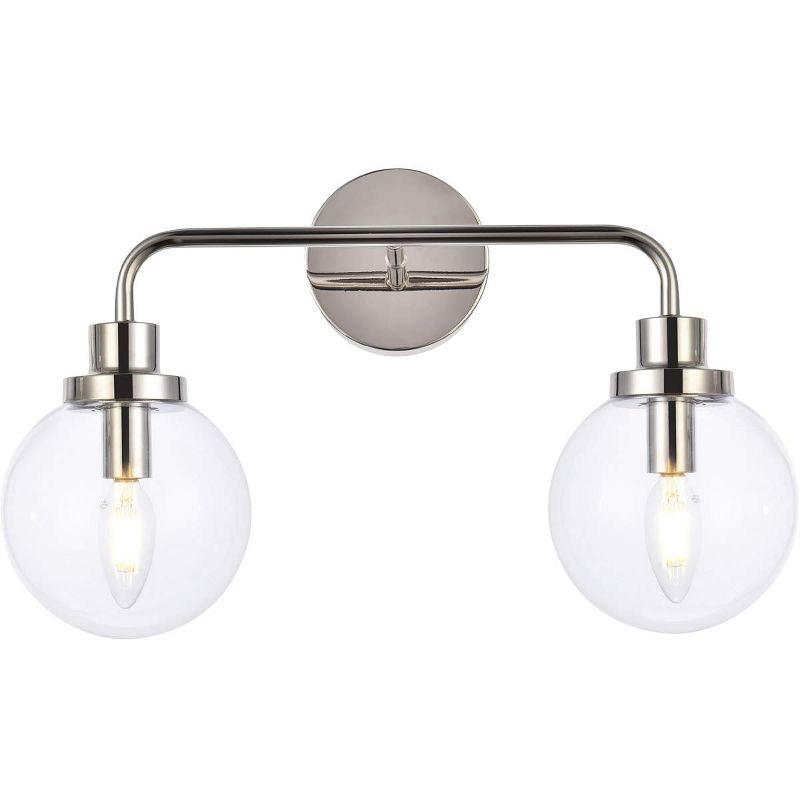 Elegant Lighting Hanson 2 lights bath sconce in polished nickel with clear shade