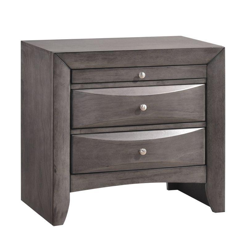 Madison Nightstand Gray - Picket House Furnishings: 2-Drawer with Pull-Out Tray, Metal Knobs, 26"H