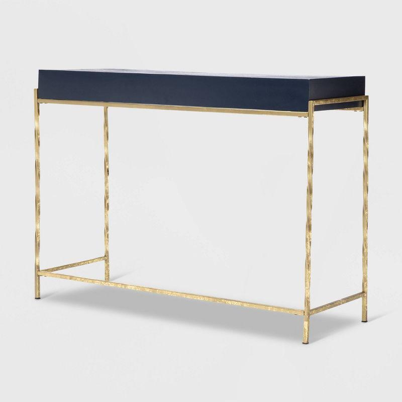 Jolie Modern Living Room Console Table Navy Blue/Gold - Adore Decor: Chic 2-Drawer Design, Glossy Finish, Metal Frame