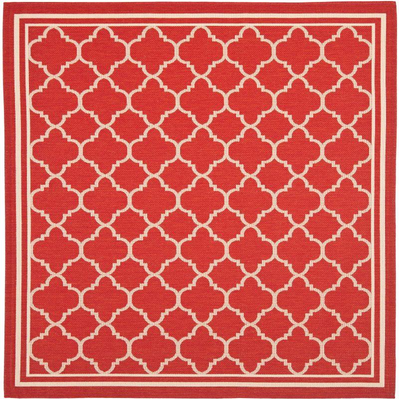 Resort-Style Red Square Indoor/Outdoor Easy-Care Rug - 59"