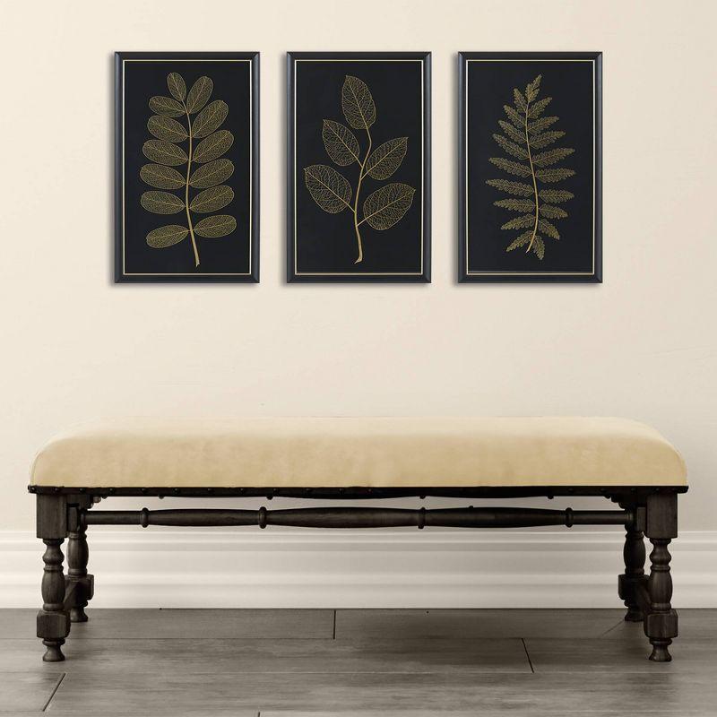 Gilded Nature Gold Metallic Leaf Glass Framed Wall Art Set