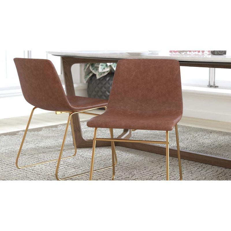 Emma and Oliver 18 Inch Indoor Dining Table Chairs, Dark Brown LeatherSoft/Black Frame-Set of 2