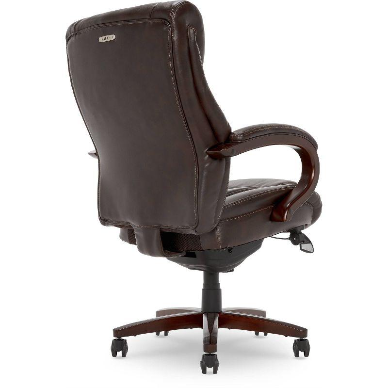 La-Z-Boy La-Z-Boy Bellamy Executive Office Chair with Memory Foam Cushions, Real Wood Arms and Swivel Base, Waterfall Seat Edge, Faux Bonded Leather