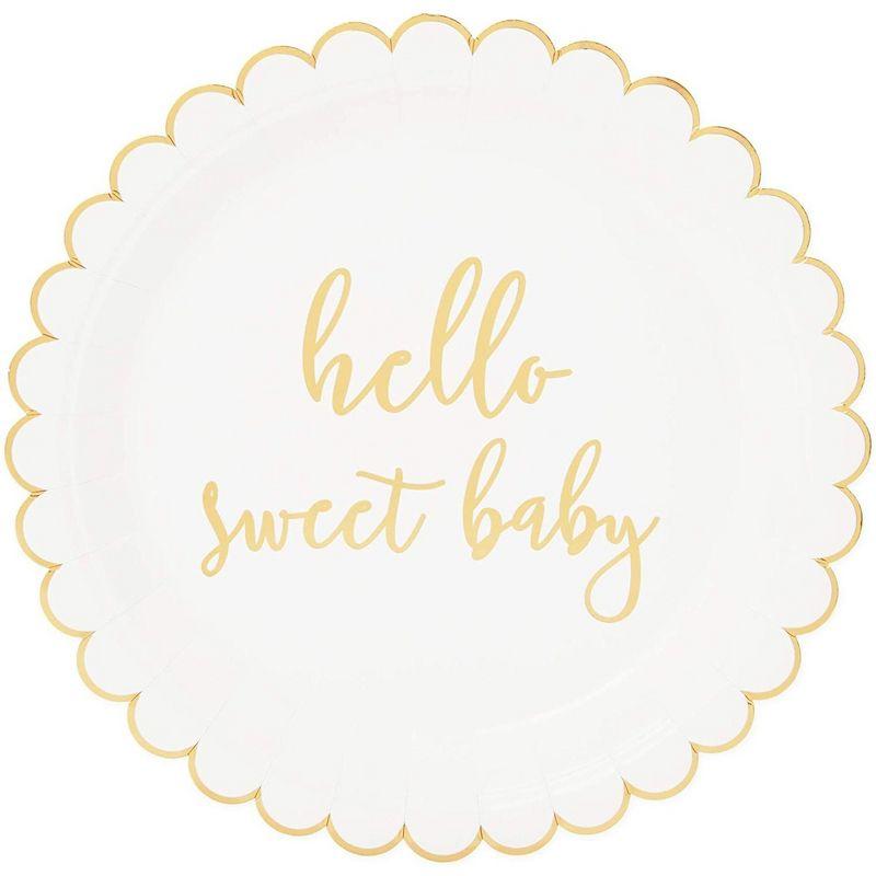 Sparkle and Bash 48-Pack Hello Sweet Baby Disposable Paper Plates 9" Baby Shower Party Supplies