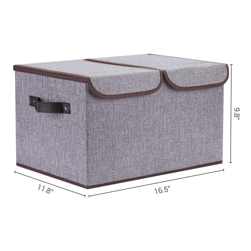 REGALWOVEN Fabric Collapsible Reinforced Versatile Storage Bin with Lid and Handle 16.5*12*10in