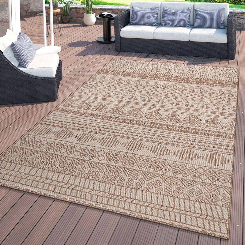 World Rug Gallery Contemporary Geometric Bohemian Textured Flat Weave Indoor/Outdoor Area Rug