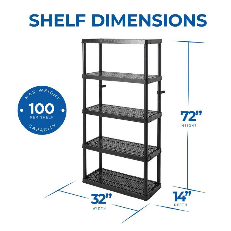 Gracious Living 5 Shelf Fixed Height Ventilated Medium Duty Storage Unit, Black