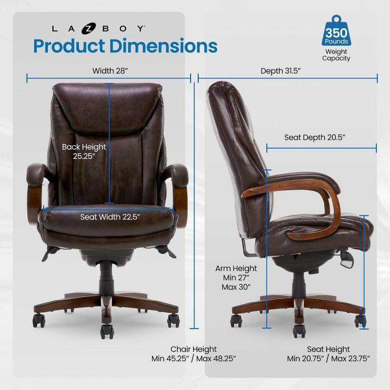 La-Z-Boy La-Z-Boy Edmonton Big & Tall Executive Office Chair, ComfortCore with Memory Foam Cushions, Real Wood Arms and Base, Waterfall Seat Edge, Bonded Leather