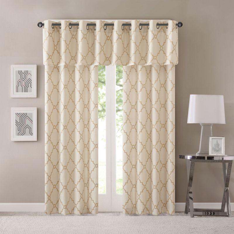 Saratoga Fretwork Print Grommet Top Window Valance