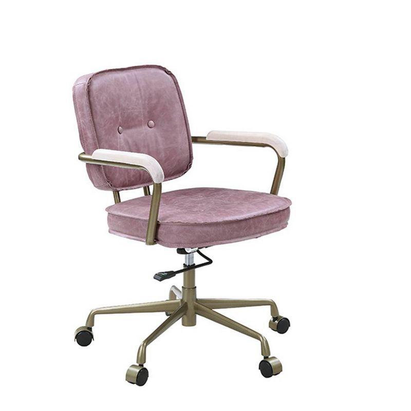 25" Siecross Grain Leather Reclining Accent Chair Pink - Acme Furniture: Swivel, Metal Frame, No Assembly