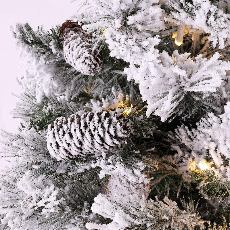 5.5' Frosted Green Pre-Lit Artificial Christmas Tree With Pine Cones - Safavieh