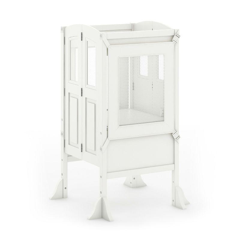 Creamy White Foldable Wooden Toddler Learning Step Stool