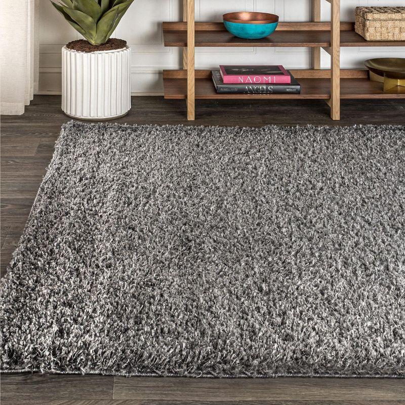 5'x8' Mercer Shag Plush Area Rug, Charcoal - JONATHAN Y