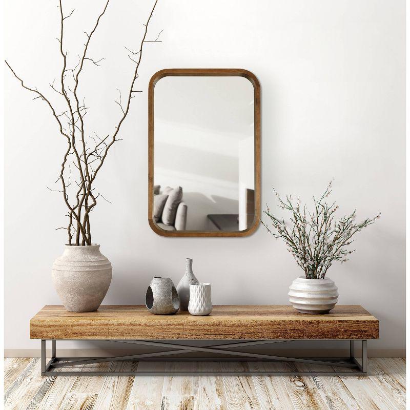 Kate & Laurel All Things Decor 20" x 30" Hutton Wood Framed Rectangle Decorative Wall Mirror Rustic Brown : Poplar, Modern Design