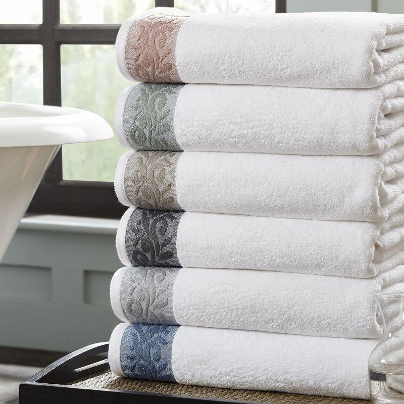 Smoke Blue and White Cotton 6-Piece Towel Set