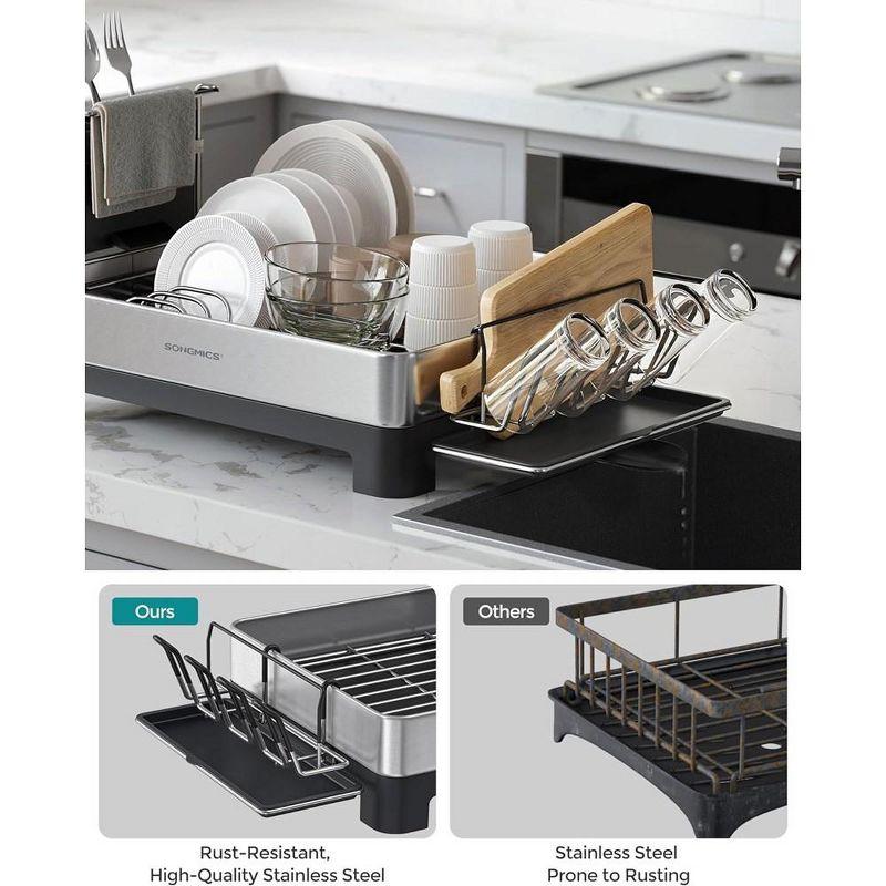 SONGMICS Stainless Steel Dish Drying Rack, Dish Drainers for Kitchen Counter