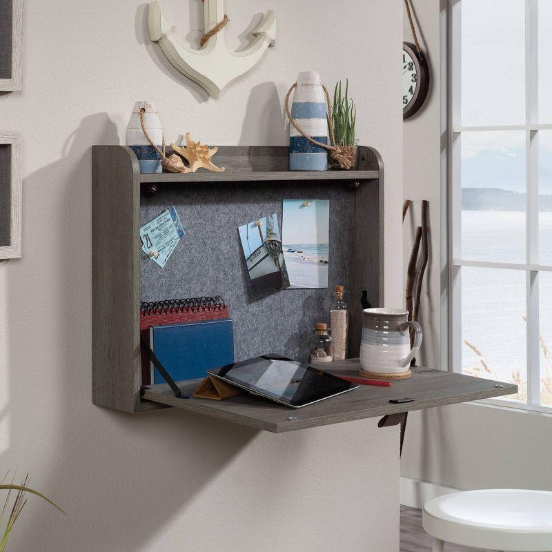 Mystic Oak Wall Mounted Foldable Desk with Keyboard Tray