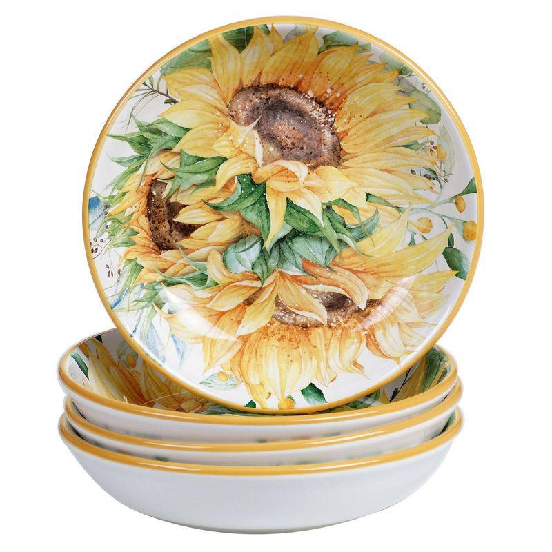 Certified International Sunflower Fields Set/4 Soup/Pasta Bowl