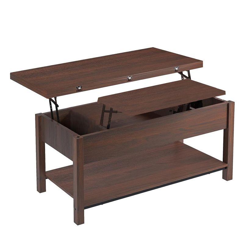 Espresso Wood and Metal Lift-Top Coffee Table with Storage