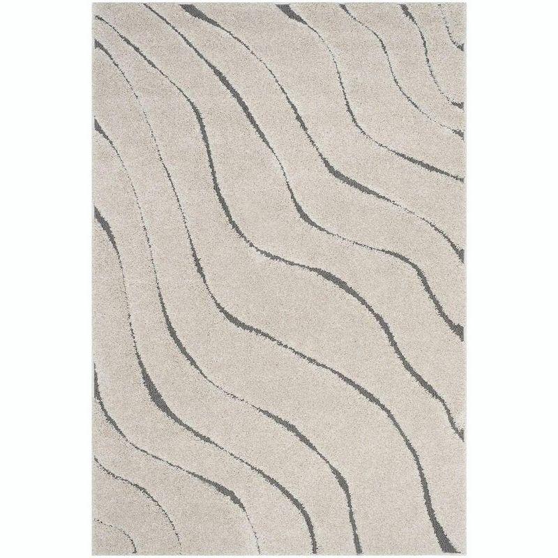 Florida Shag SG472 Power Loomed Indoor Accent Rug - Cream/Grey - 4'x6' - Safavieh
