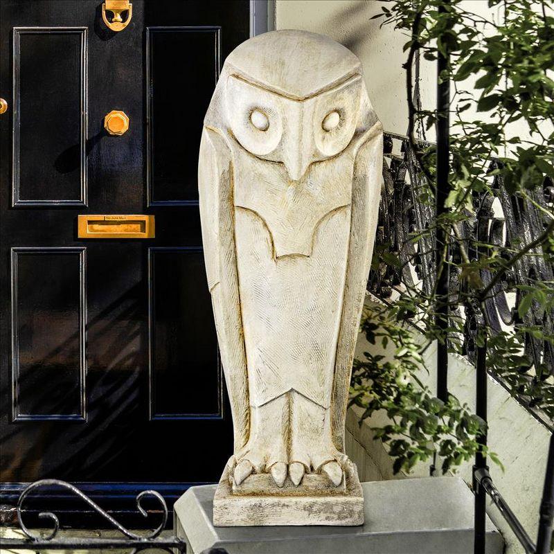 White Resin Art Deco Owl Garden Statue