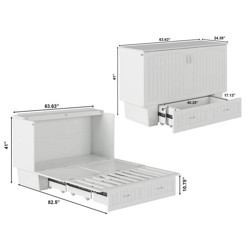 Queen Nantucket Murphy Bed Chest USB Turbo Charger White - AFI