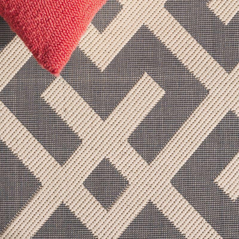 Courtyard CY6915 UV & Stain Resistant Non-Shedding Power Loomed Indoor/Outdoor Accent Rug - Grey/Bone - 4'x5'7" - Safavieh