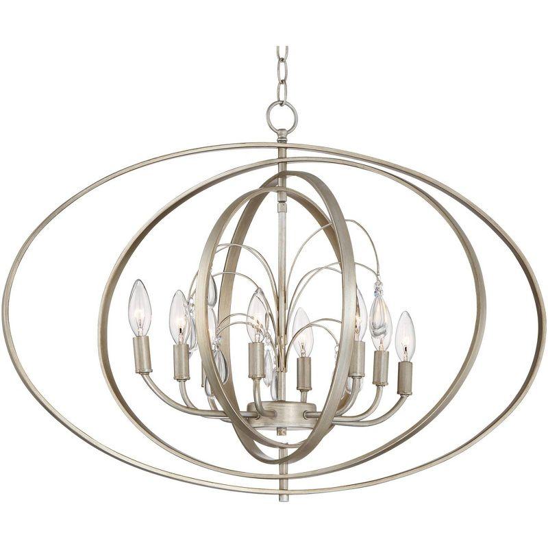 Champagne Satin Silver Crystal Orb 8-Light Chandelier