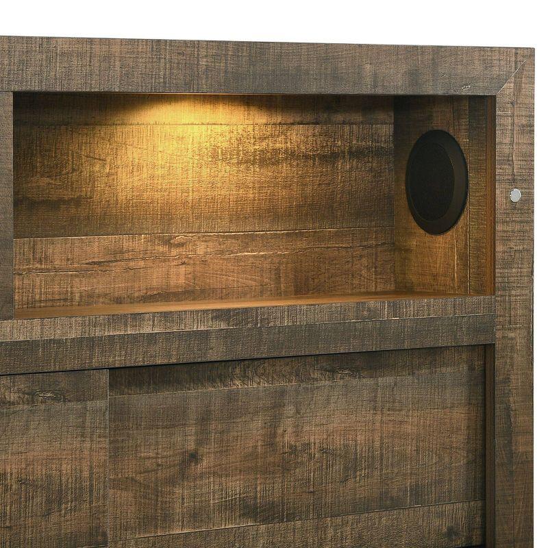 King Beckett Bookcase Panel Bed Walnut - Picket House Furnishings: Built-In Speakers, USB Port, Touch Lighting