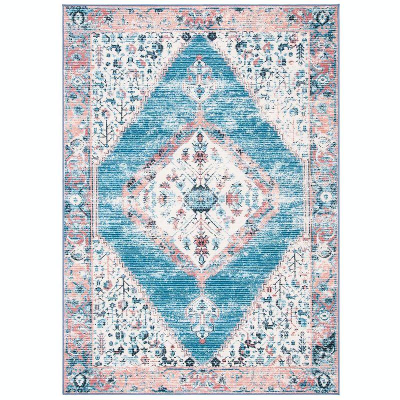 Journey JNY149 Power Loomed Machine Washable Slip Resistant Area Rug - Ivory/Blue - 5'5"x7'7" - Safavieh