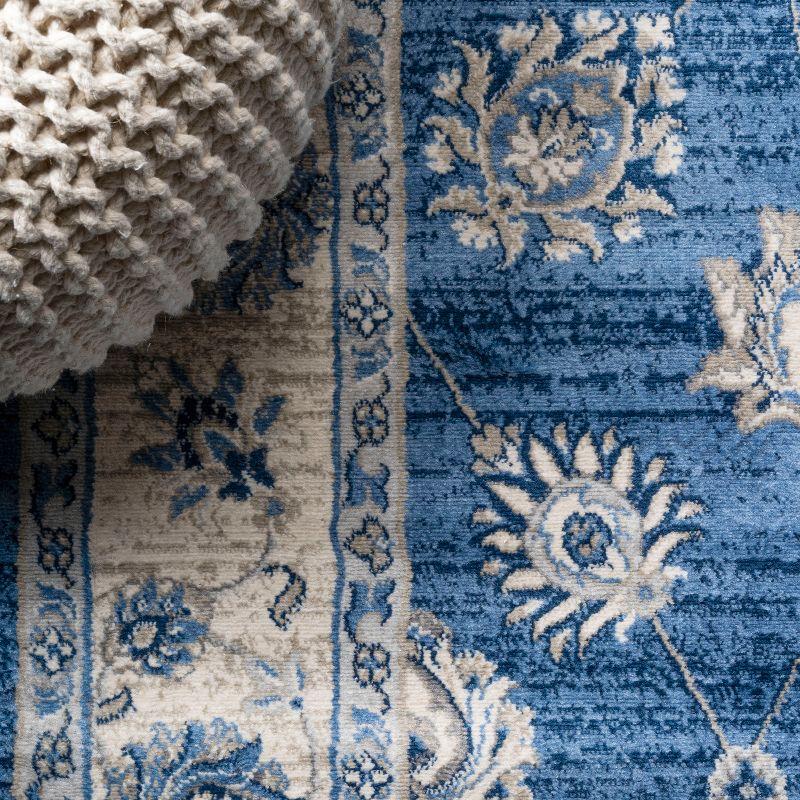 3' X 5' Modern Persian Vintage Moroccan Traditional Area Rug, Blue/Ivory - JONATHAN Y